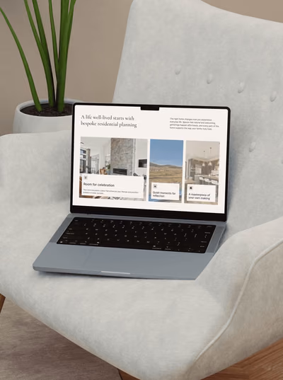 Winston Moore website design displayed on a laptop