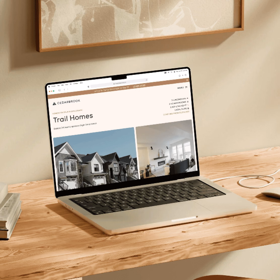 Trail Homes real estate website displayed on a laptop